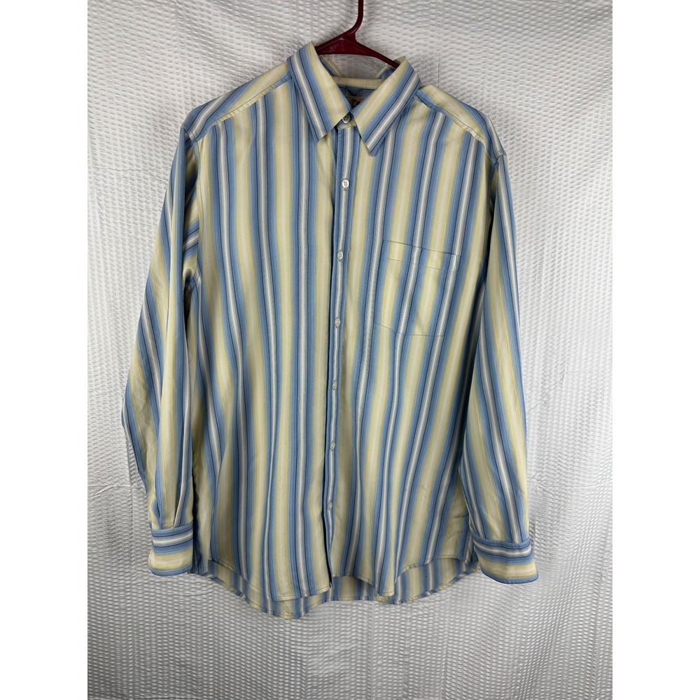 Tommy Bahama Men's Striped Button‎ Up Shirt Blue Yellow Long Sleeve Size M
